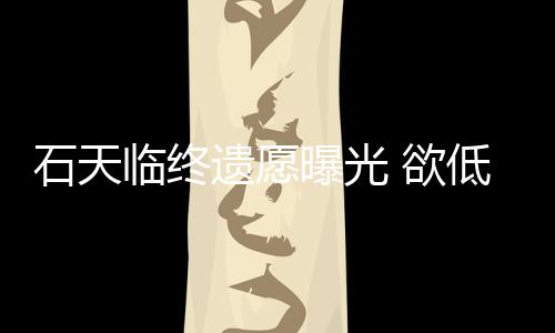 曝光搞追低调石天身后事拒思会遗愿 欲处理临终